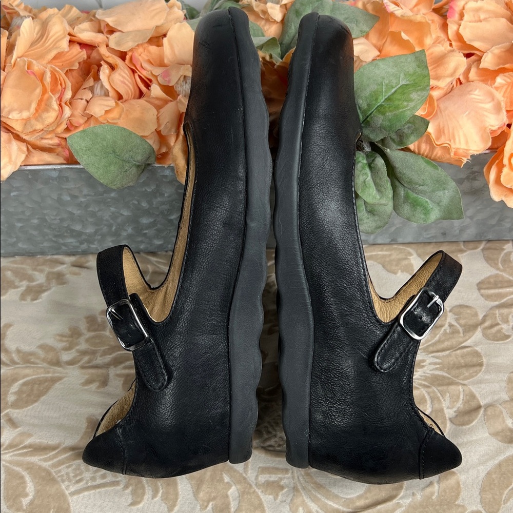 Dansko Black Leather Mary Jane Flats with Buckle - Picture 5 of 8